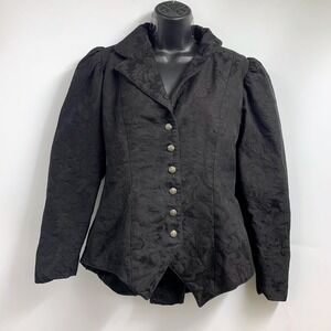 WahMaker Women's Brocade Jacquard Puff Sleeve Victorian Style Jacket Blazer SZ 8